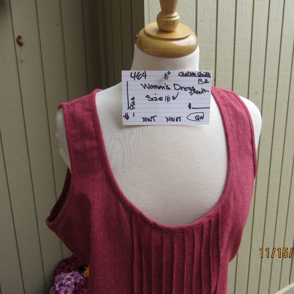 #464  WOMAN'S FADED RED SHEATH DRESS BY CHELSEA STUDIO  (SIZE 16W) - Picture 2 of 3